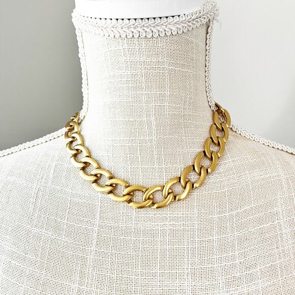 Monet Vintage Brushed Gold Link Collar Necklace - Picture 5 of 7